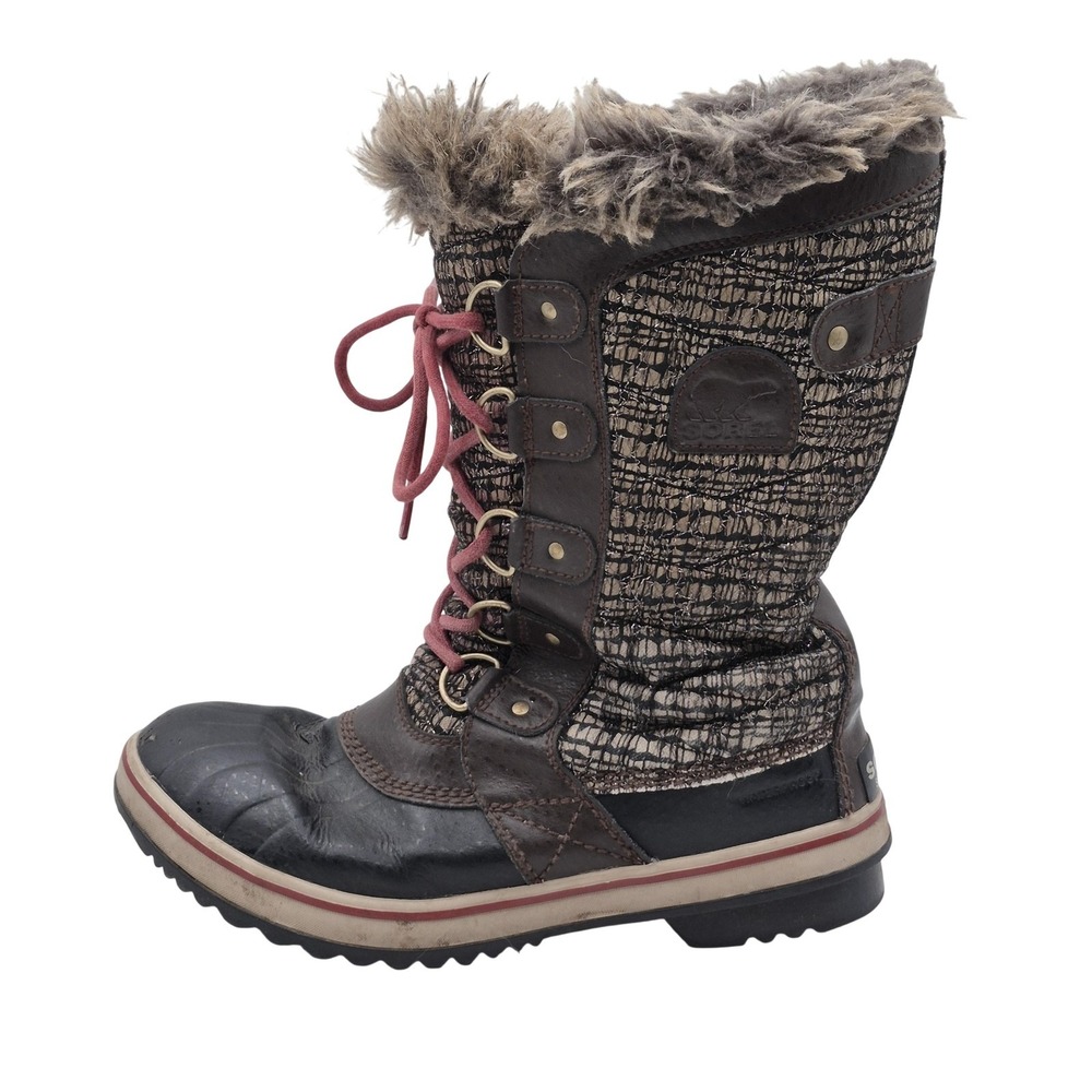 Sorel Boots Womens Size 9 Brown Faux Fur Lined‎ Lace Up Snow Winter NL2388-231